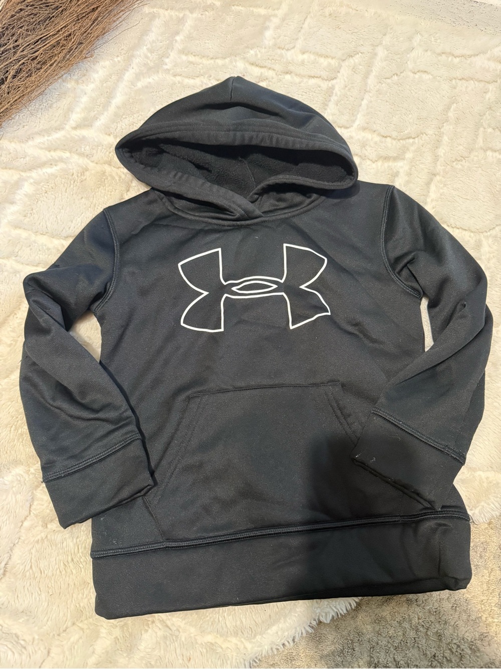 Under Armour Black Hoodie with White Logo - Kids